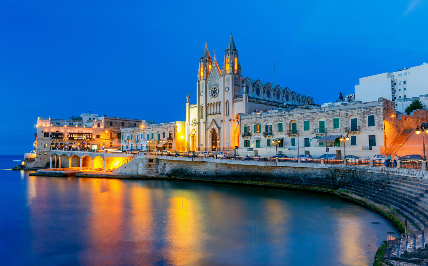A view of the city from across the river.