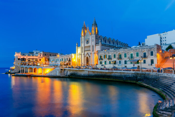 A view of the city from across the river.
