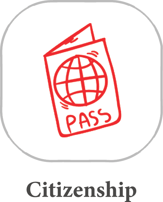 Red passport icon labeled "Citizenship.