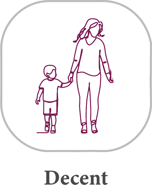 Outline of adult and child holding hands.